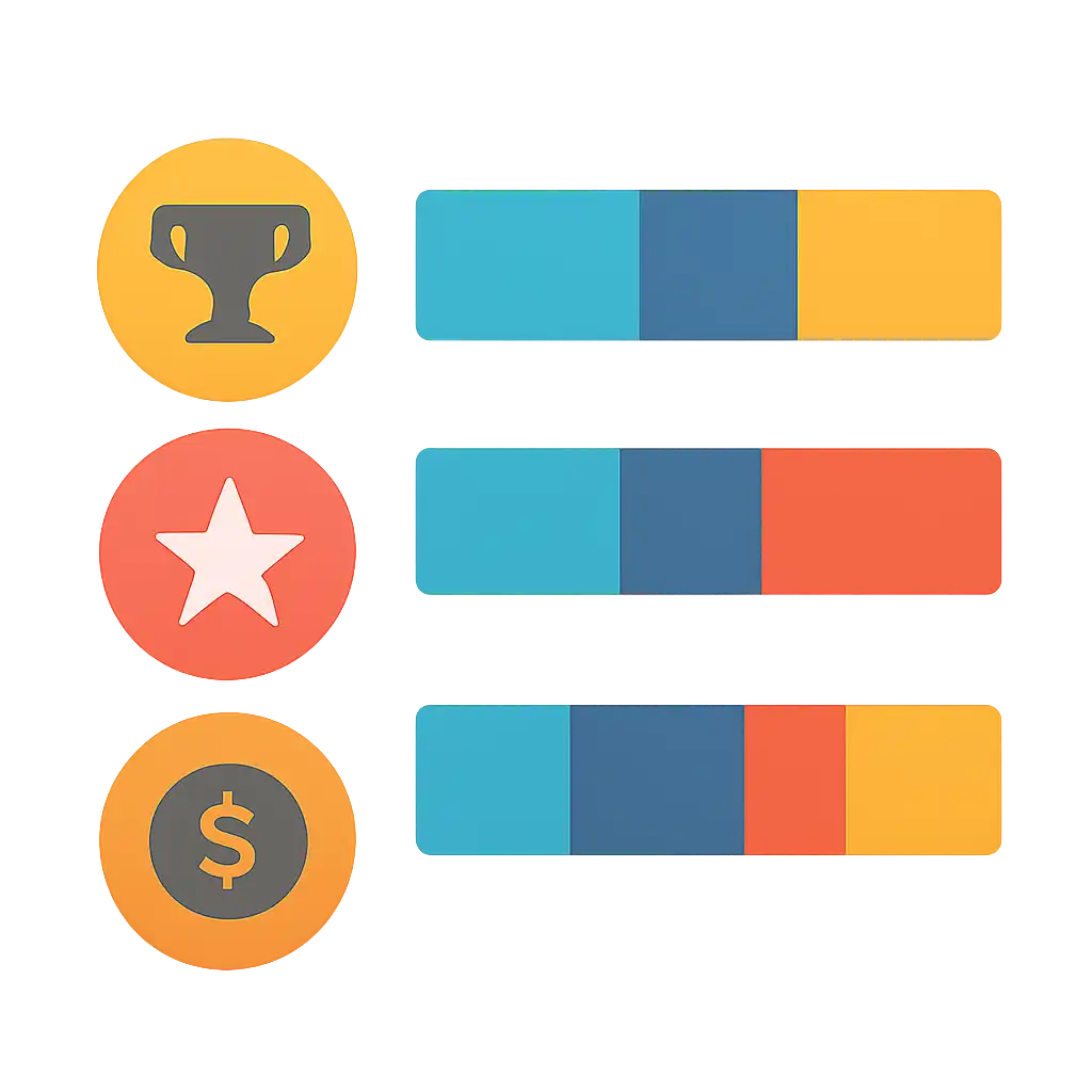 Infographic comparing options using coloured bars and icons only, no text or labels, flat design, Jai Club